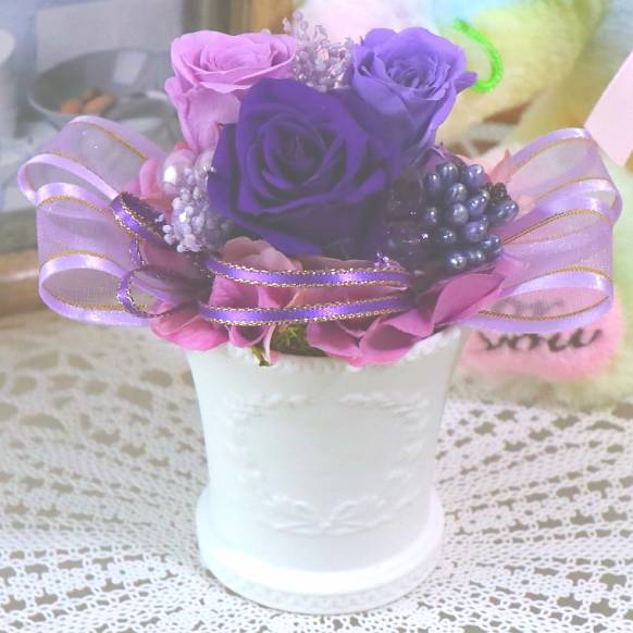 《Preserved Flower》Grape Purple(お供え)プリザーブドフラワー特集(宅配)