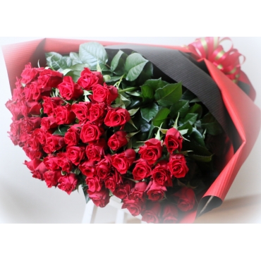 赤バラ60本の花束 インターネット花キューピット フラワーギフト 手渡し
