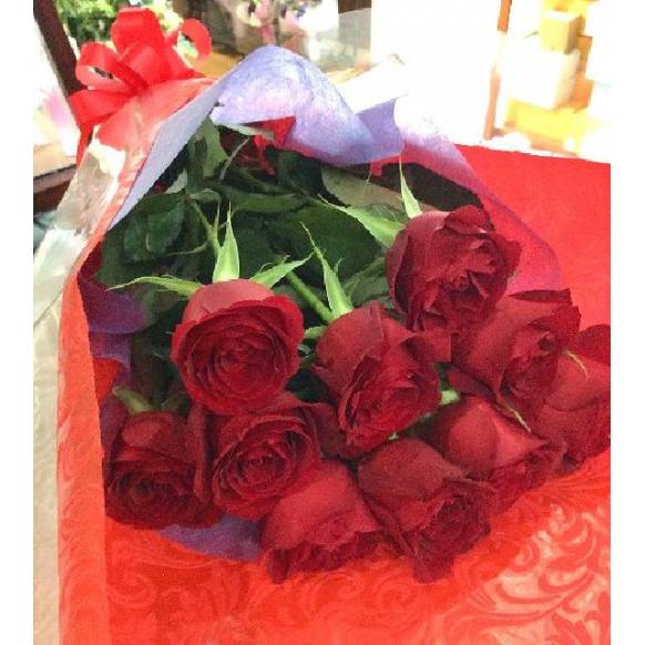 還暦祝い 赤いバラ10本の花束 インターネット花キューピット フラワーギフト 手渡し