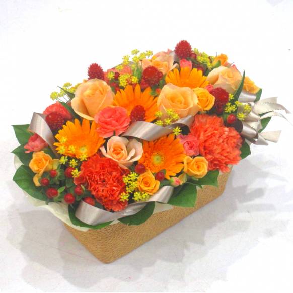 《Flower arrangement》Autumn Orange Classy Basket一般カテゴリー