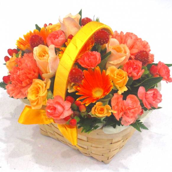 《Flower arrangement》Autumn Orange Ribbon Basket一般カテゴリー