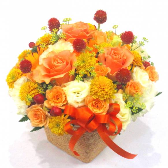 【秋のお花特集（宅配）】《Flower arrangement》Autumn Orange Basket