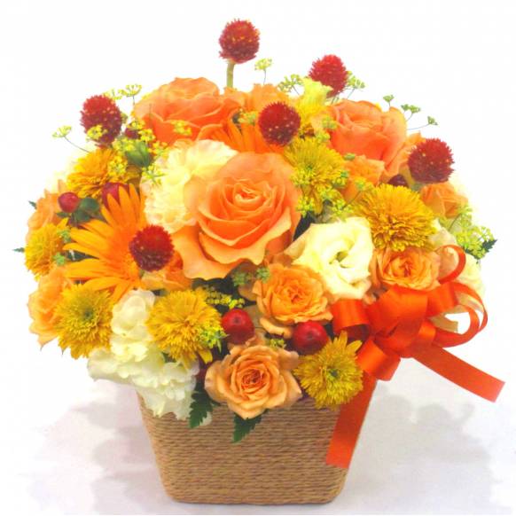 秋のお花特集（宅配）,《Flower arrangement》Autumn Orange Basket,花樹園