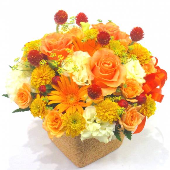 秋のお花特集（宅配）,《Flower arrangement》Autumn Orange Basket,花樹園