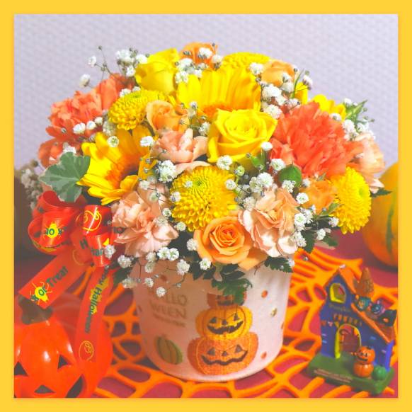 9027801【一般カテゴリー】《Halloween arrangement》Happy Pumpkin